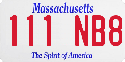 MA license plate 111NB8