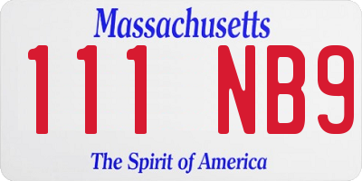 MA license plate 111NB9