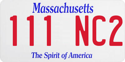 MA license plate 111NC2