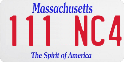 MA license plate 111NC4