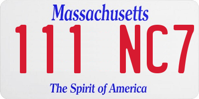 MA license plate 111NC7