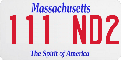 MA license plate 111ND2