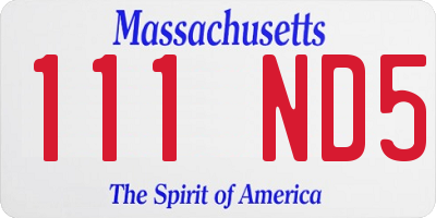 MA license plate 111ND5