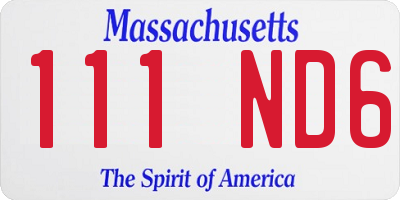 MA license plate 111ND6