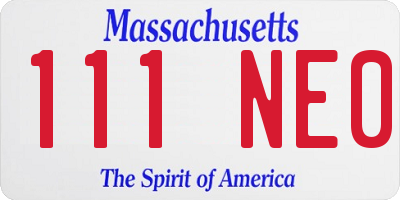 MA license plate 111NE0