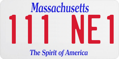 MA license plate 111NE1