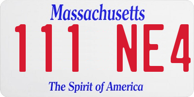MA license plate 111NE4
