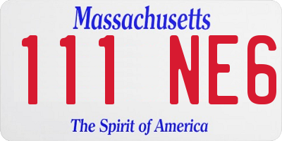 MA license plate 111NE6