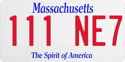 MA license plate 111NE7