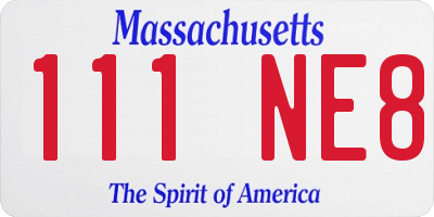 MA license plate 111NE8