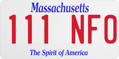 MA license plate 111NF0