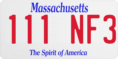 MA license plate 111NF3