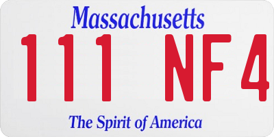 MA license plate 111NF4