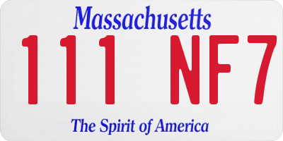 MA license plate 111NF7