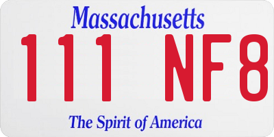 MA license plate 111NF8