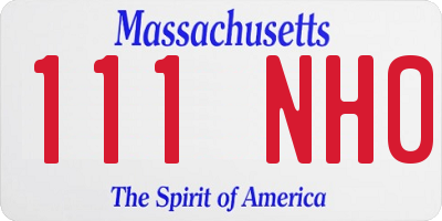 MA license plate 111NH0