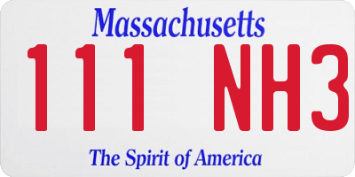 MA license plate 111NH3