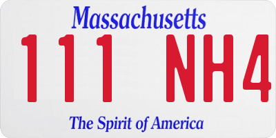 MA license plate 111NH4