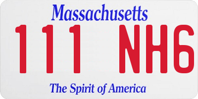 MA license plate 111NH6