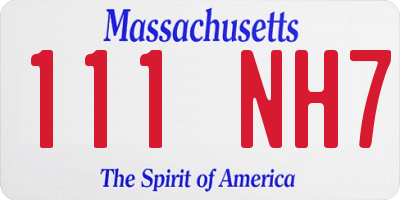 MA license plate 111NH7