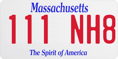 MA license plate 111NH8
