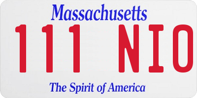 MA license plate 111NI0