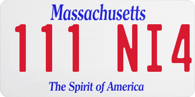MA license plate 111NI4