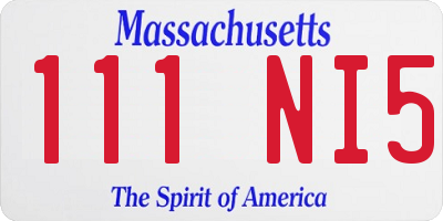 MA license plate 111NI5