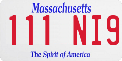 MA license plate 111NI9