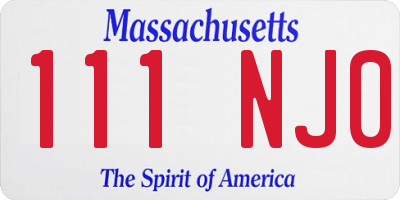 MA license plate 111NJ0