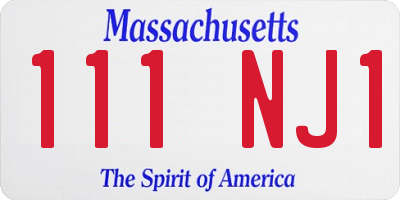 MA license plate 111NJ1