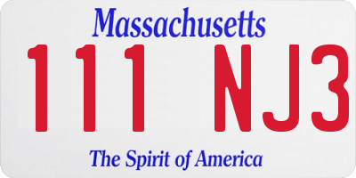 MA license plate 111NJ3
