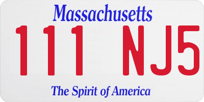 MA license plate 111NJ5
