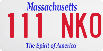 MA license plate 111NK0
