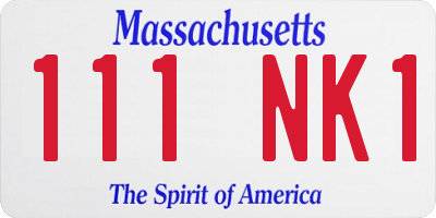 MA license plate 111NK1