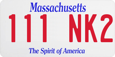 MA license plate 111NK2