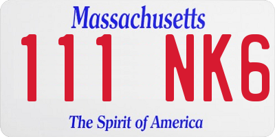 MA license plate 111NK6