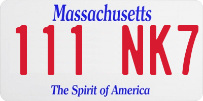 MA license plate 111NK7