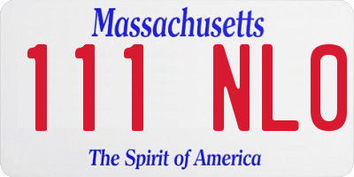 MA license plate 111NL0