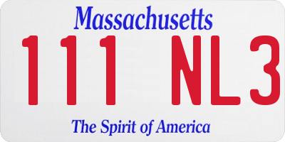 MA license plate 111NL3