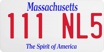 MA license plate 111NL5