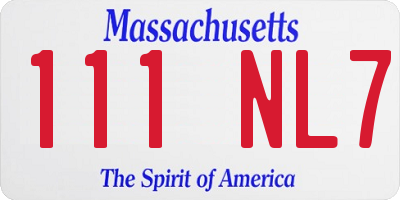 MA license plate 111NL7