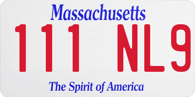 MA license plate 111NL9