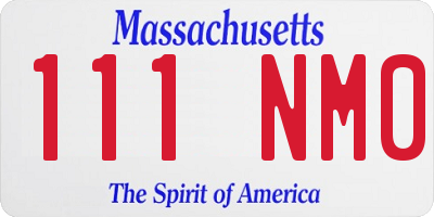 MA license plate 111NM0