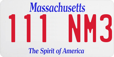 MA license plate 111NM3