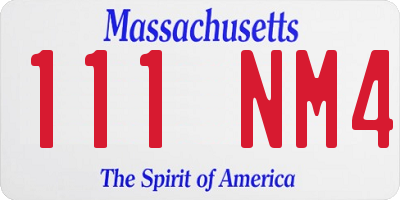 MA license plate 111NM4