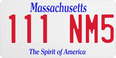 MA license plate 111NM5