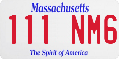 MA license plate 111NM6