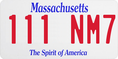 MA license plate 111NM7