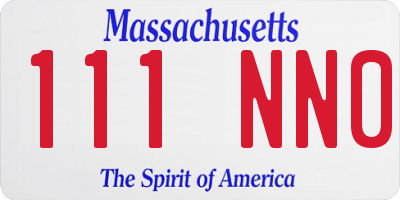 MA license plate 111NN0
